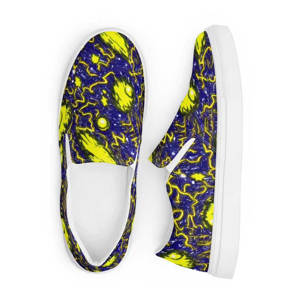Neon Comet Riot on Men's Slip-On Canvas Shoes — Front