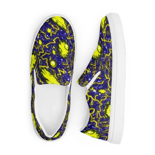 Neon Comet Riot on a Men's Slip-On Canvas Shoes