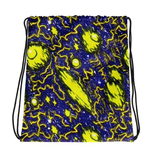 Neon Comet Riot on a Drawstring Bag