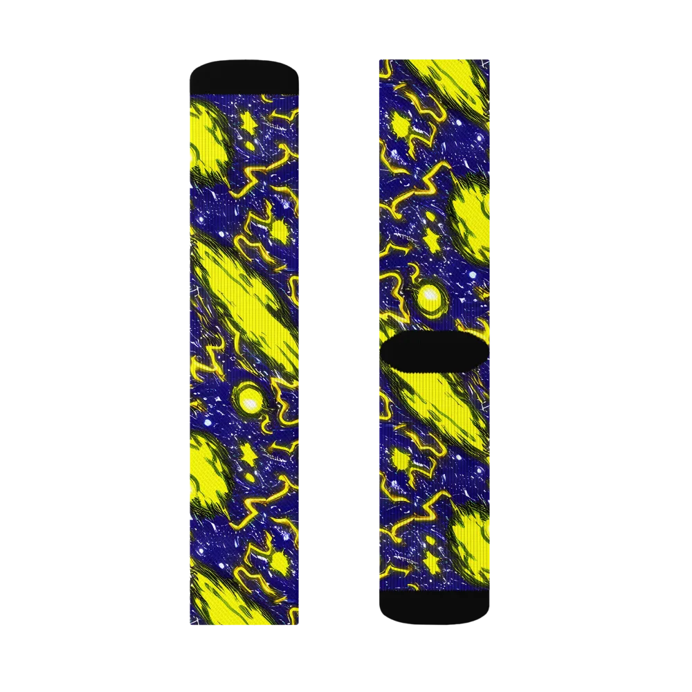 Neon Comet Riot on Socks — Right Sock