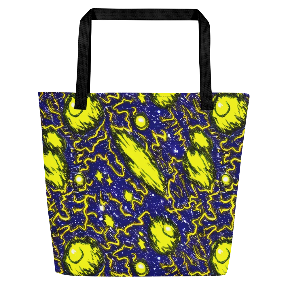 Neon Comet Riot on Large Tote Bag W/ Pocket — Front