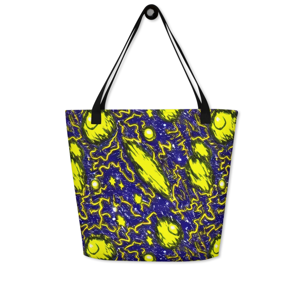 Neon Comet Riot on Large Tote Bag W/ Pocket — Front