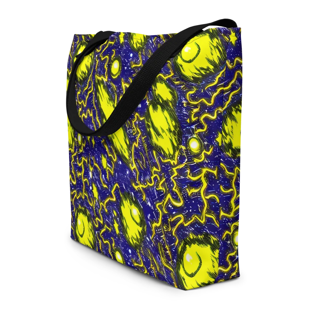 Neon Comet Riot on Large Tote Bag W/ Pocket — Front