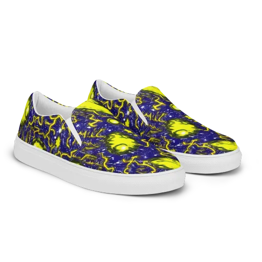 Neon Comet Riot on a Women's Slip-On Canvas Shoes