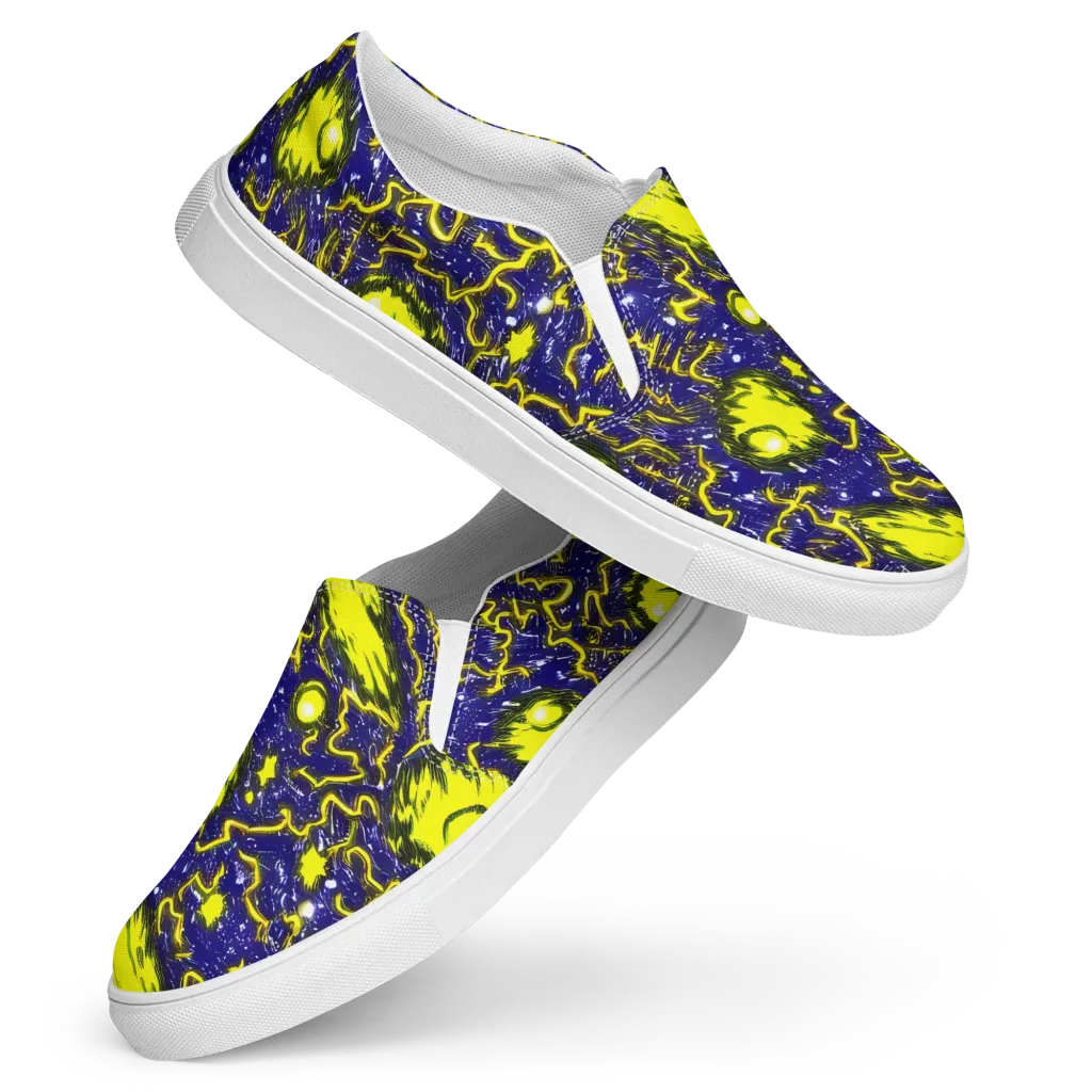 Neon Comet Riot on Women's Slip-On Canvas Shoes — Front