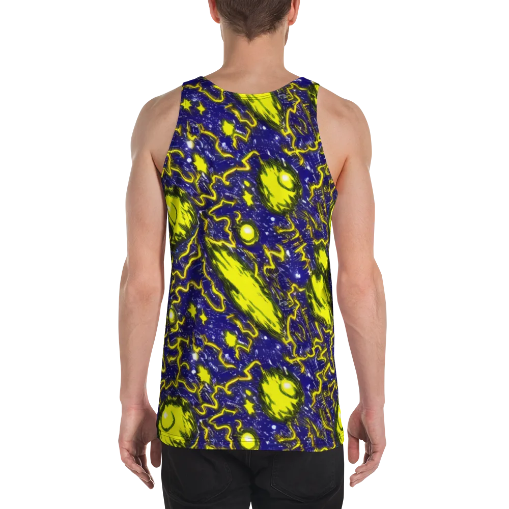 Neon Comet Riot on Men's Tank Top — Back