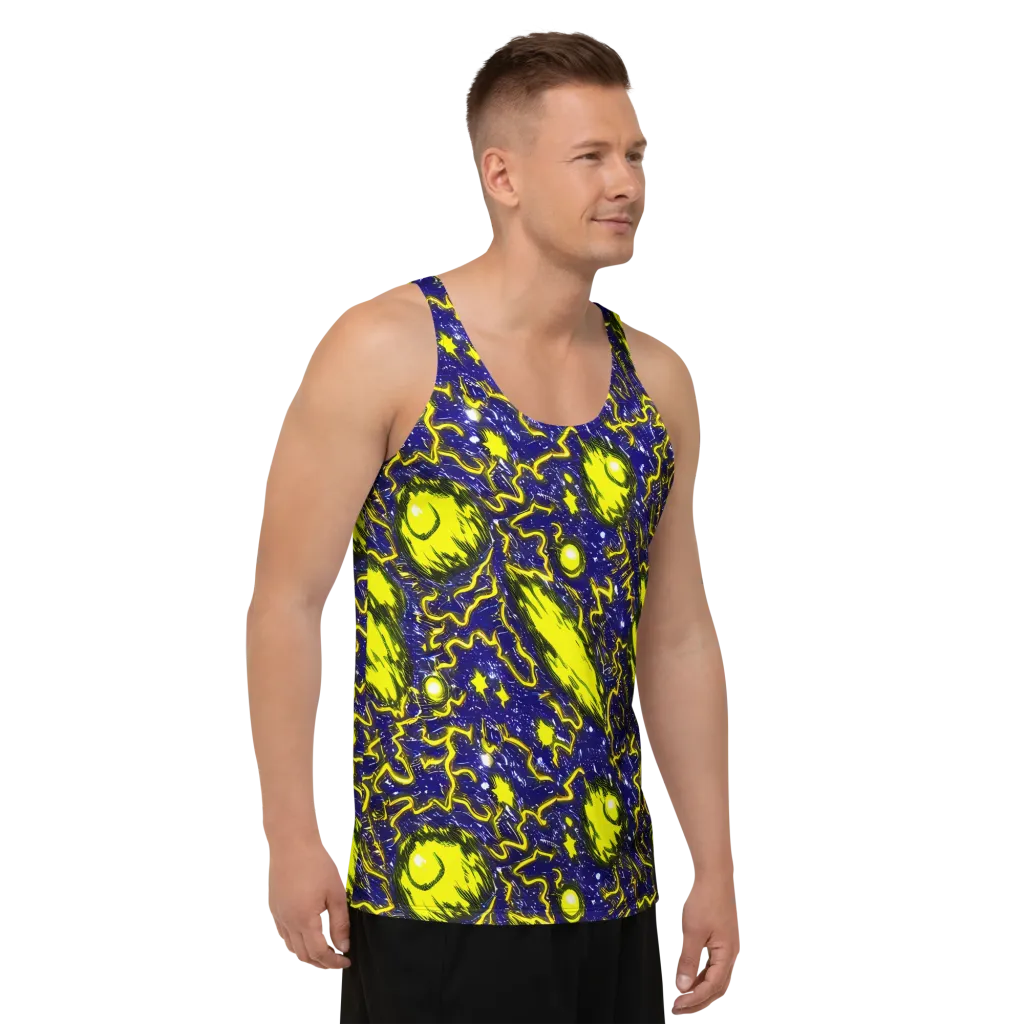 Neon Comet Riot on Men's Tank Top — Right Front