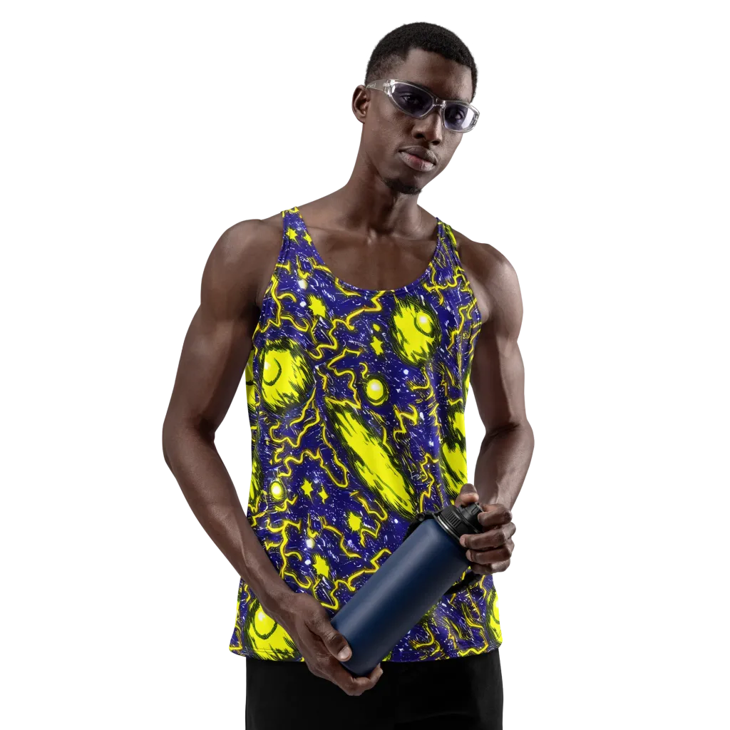 Neon Comet Riot on Men's Tank Top — Front