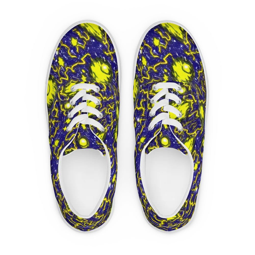 Neon Comet Riot on Men's Lace-Up Canvas Shoes — Front