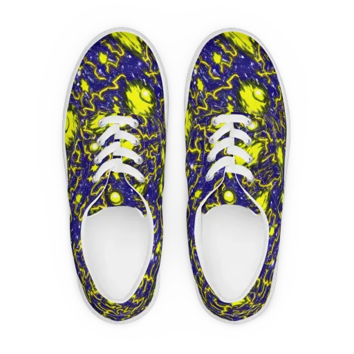 Neon Comet Riot on a Men's Lace-Up Canvas Shoes