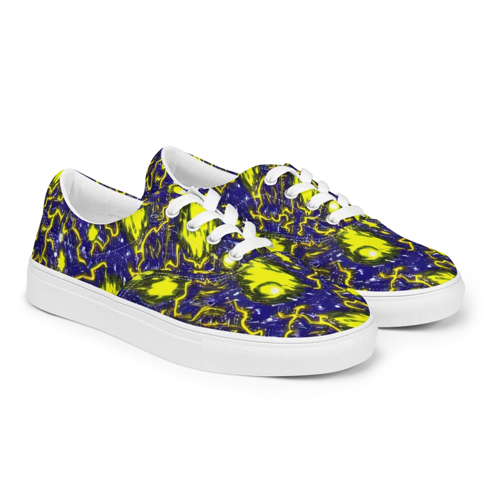 Neon Comet Riot on Men's Lace-Up Canvas Shoes — Right Front