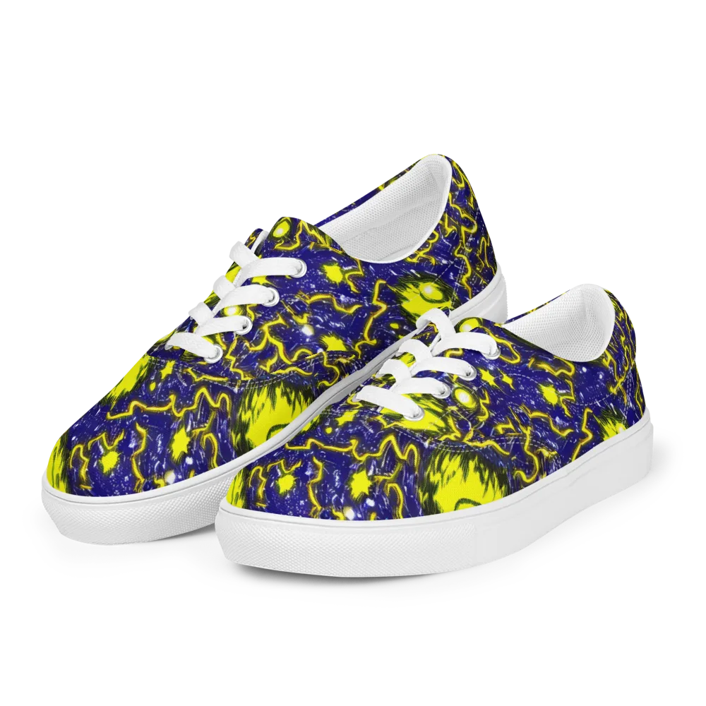 Neon Comet Riot on Men's Lace-Up Canvas Shoes — Left Front