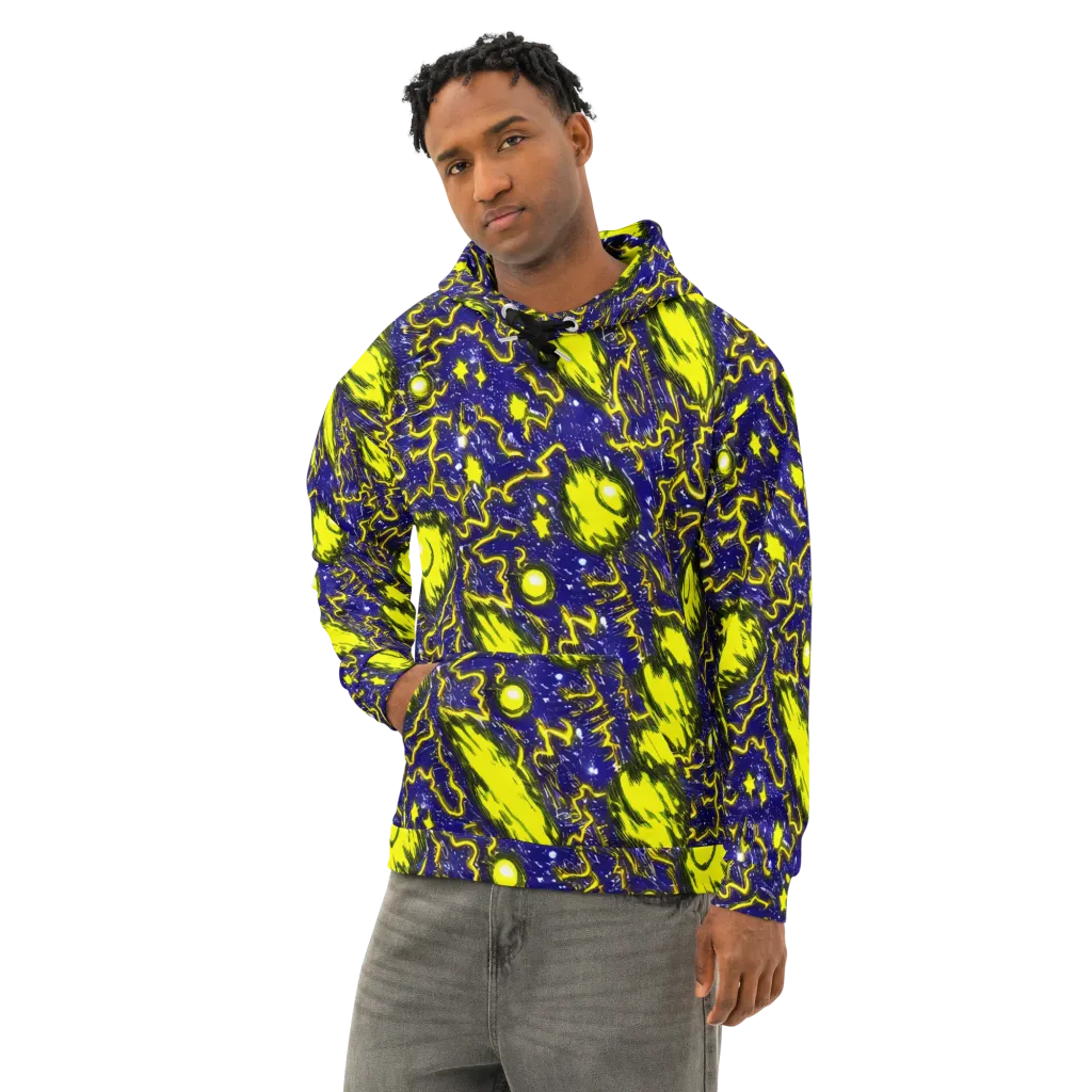Neon Comet Riot on Cotton Hoodie — Left Front