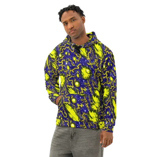 Neon Comet Riot on a Cotton Hoodie
