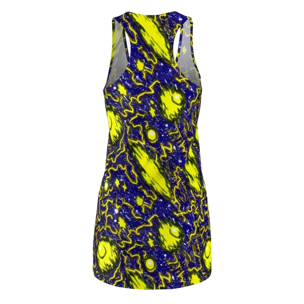 Neon Comet Riot on Racerback Dress — Back