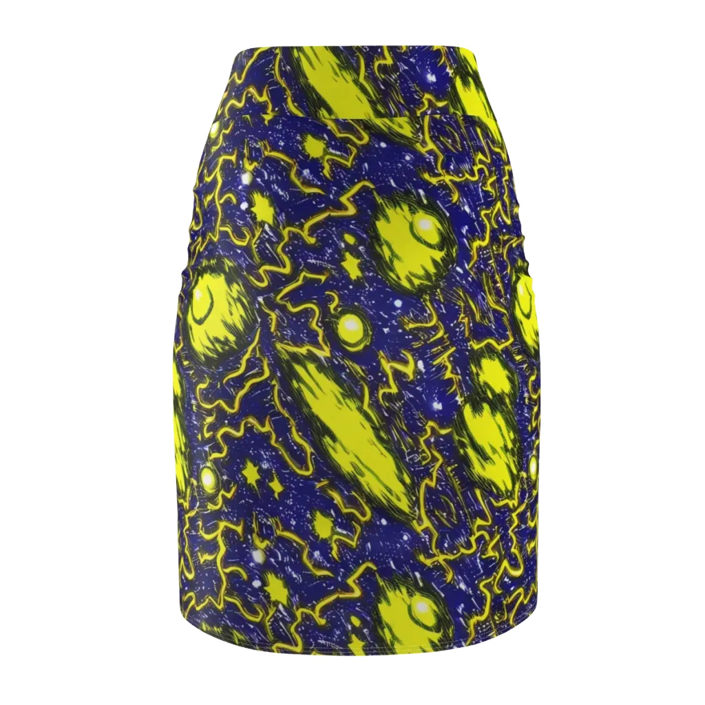 Neon Comet Riot on Pencil Skirt — Back