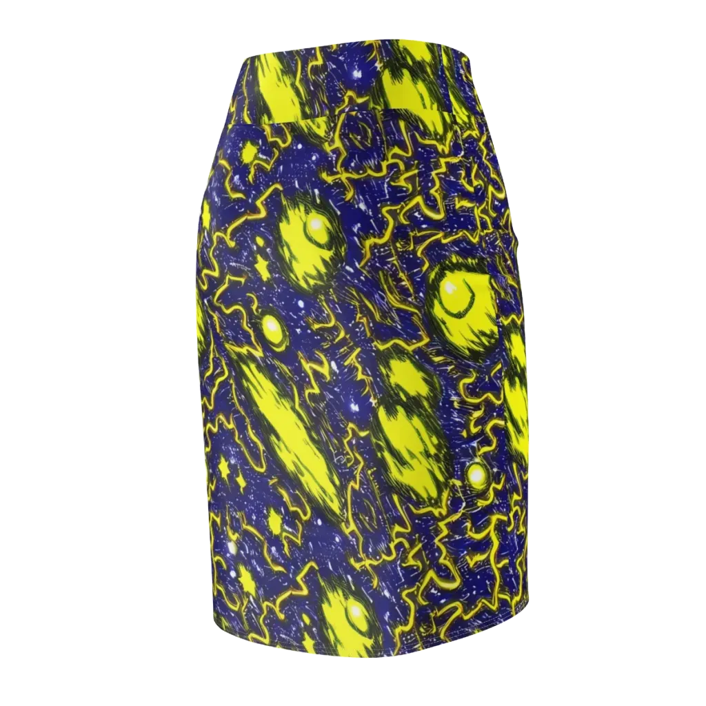 Neon Comet Riot on Pencil Skirt — Back Side