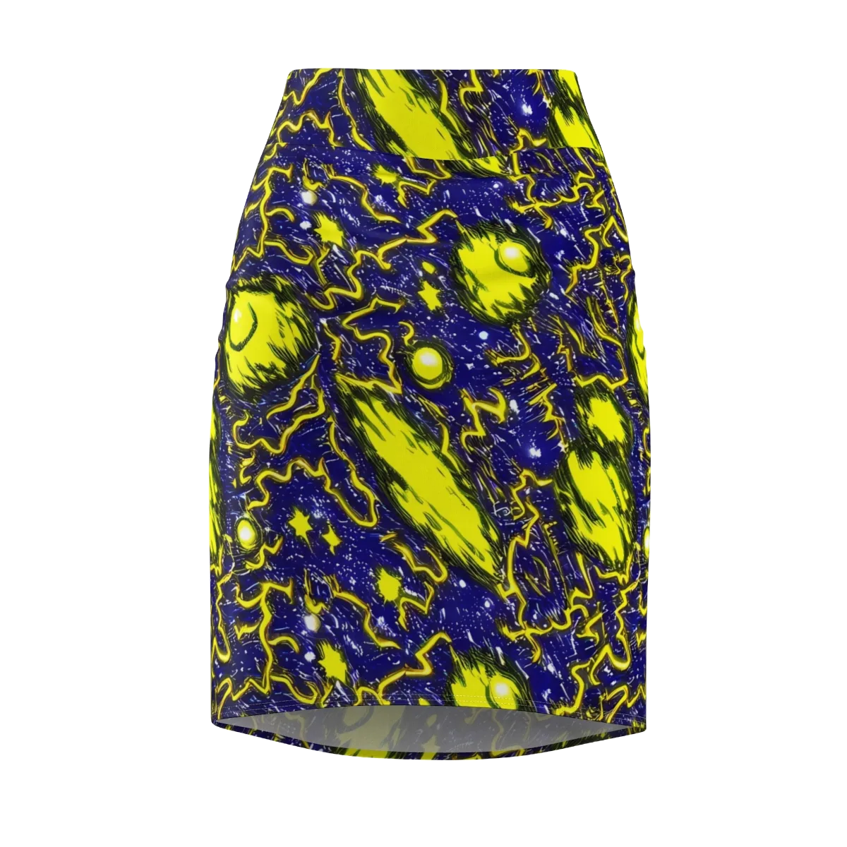 Neon Comet Riot on Pencil Skirt — Front