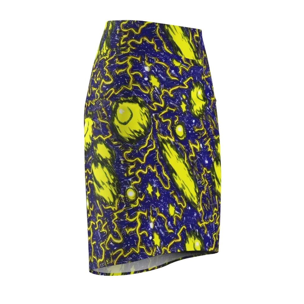 Neon Comet Riot on Pencil Skirt — Front Side