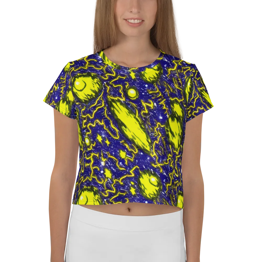 Neon Comet Riot on Crop Tee — Front