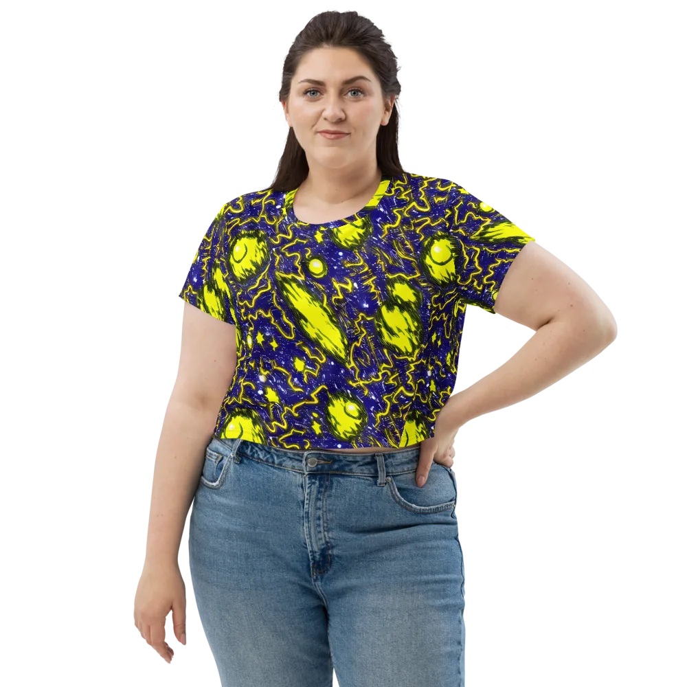 Neon Comet Riot on Crop Tee — Front