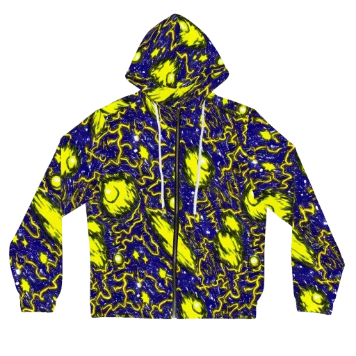 Neon Comet Riot on a Women's Full-Zip Hoodie