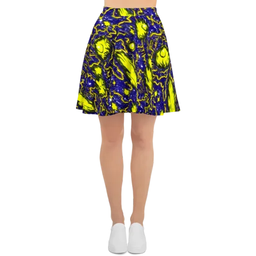 Neon Comet Riot on a Skater Skirt