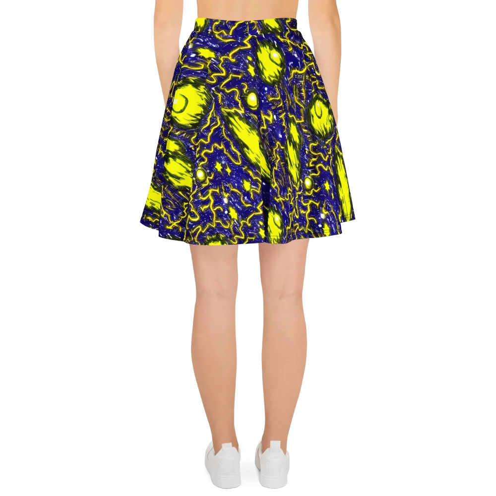 Neon Comet Riot on Skater Skirt — Back