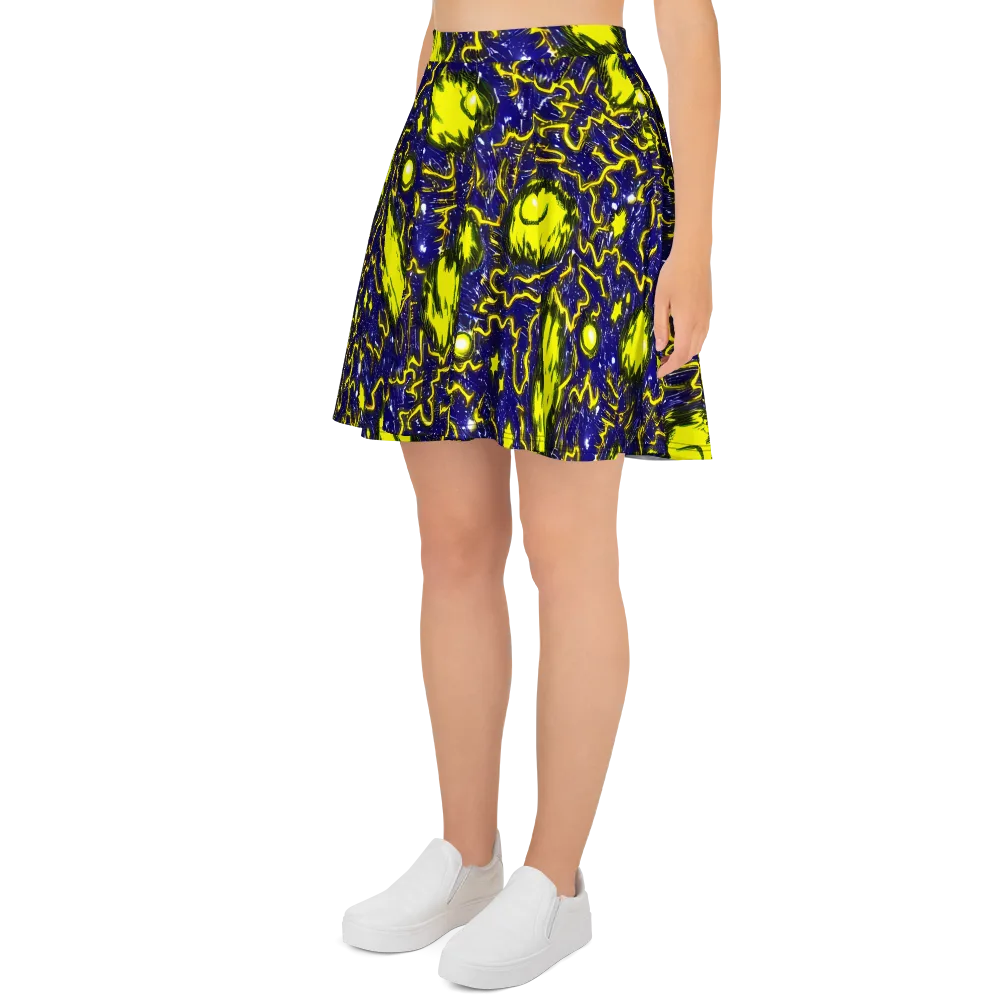 Neon Comet Riot on Skater Skirt — Left