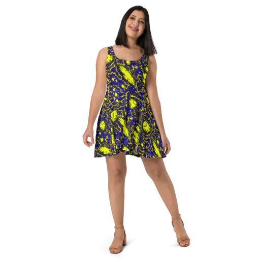 Neon Comet Riot on a Skater Dress