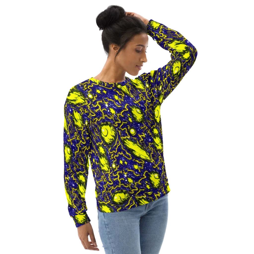 Neon Comet Riot on Sweatshirt — Right Front