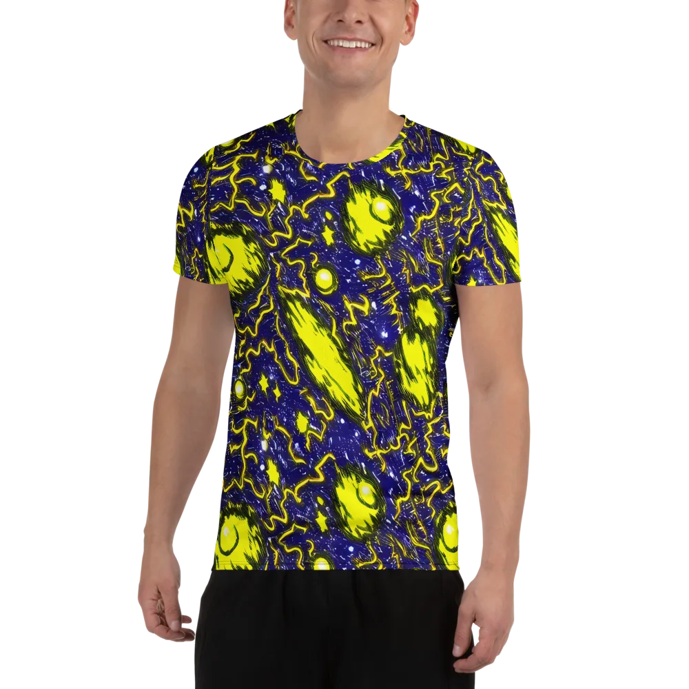 Neon Comet Riot on Men's Athletic T-Shirt — Front