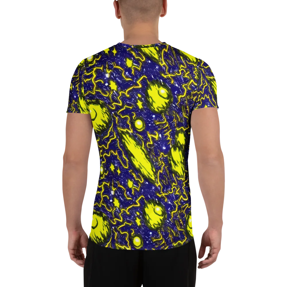Neon Comet Riot on Men's Athletic T-Shirt — Back