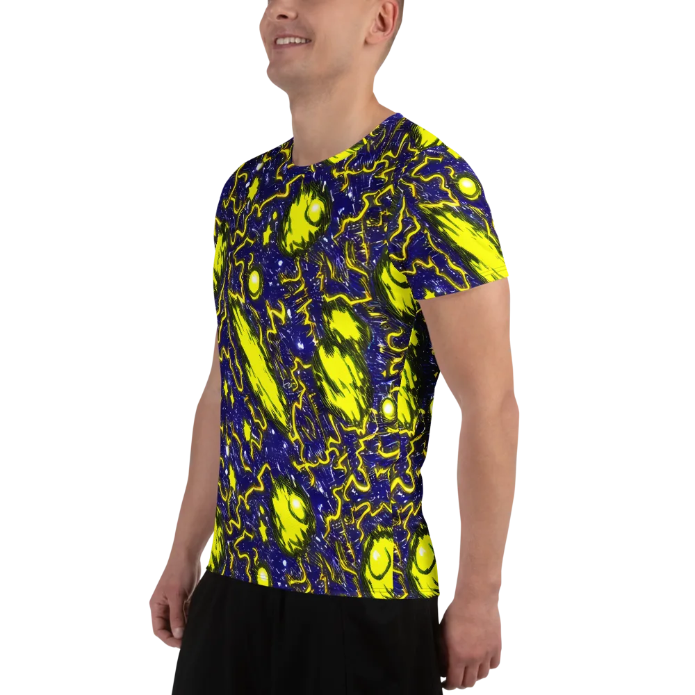 Neon Comet Riot on Men's Athletic T-Shirt — Left