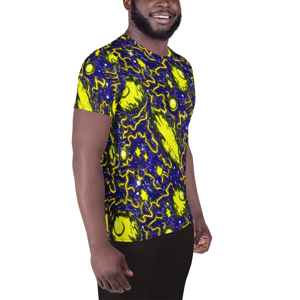 Neon Comet Riot on Men's Athletic T-Shirt — Right