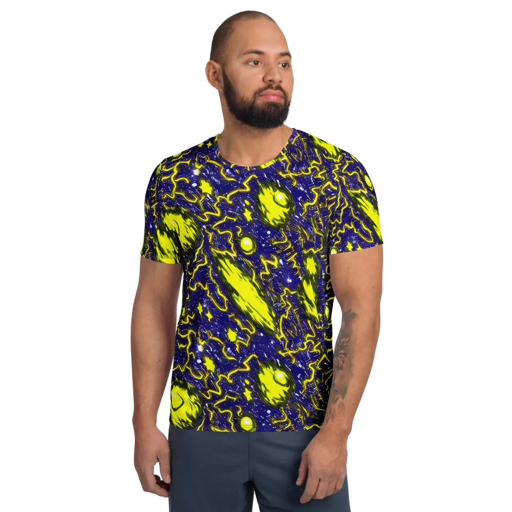 Neon Comet Riot on Men's Athletic T-Shirt — Front