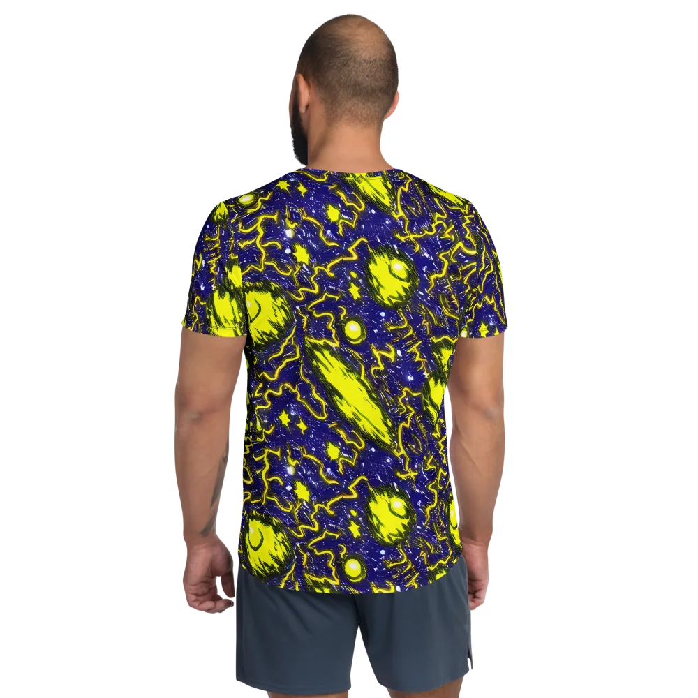 Neon Comet Riot on Men's Athletic T-Shirt — Back