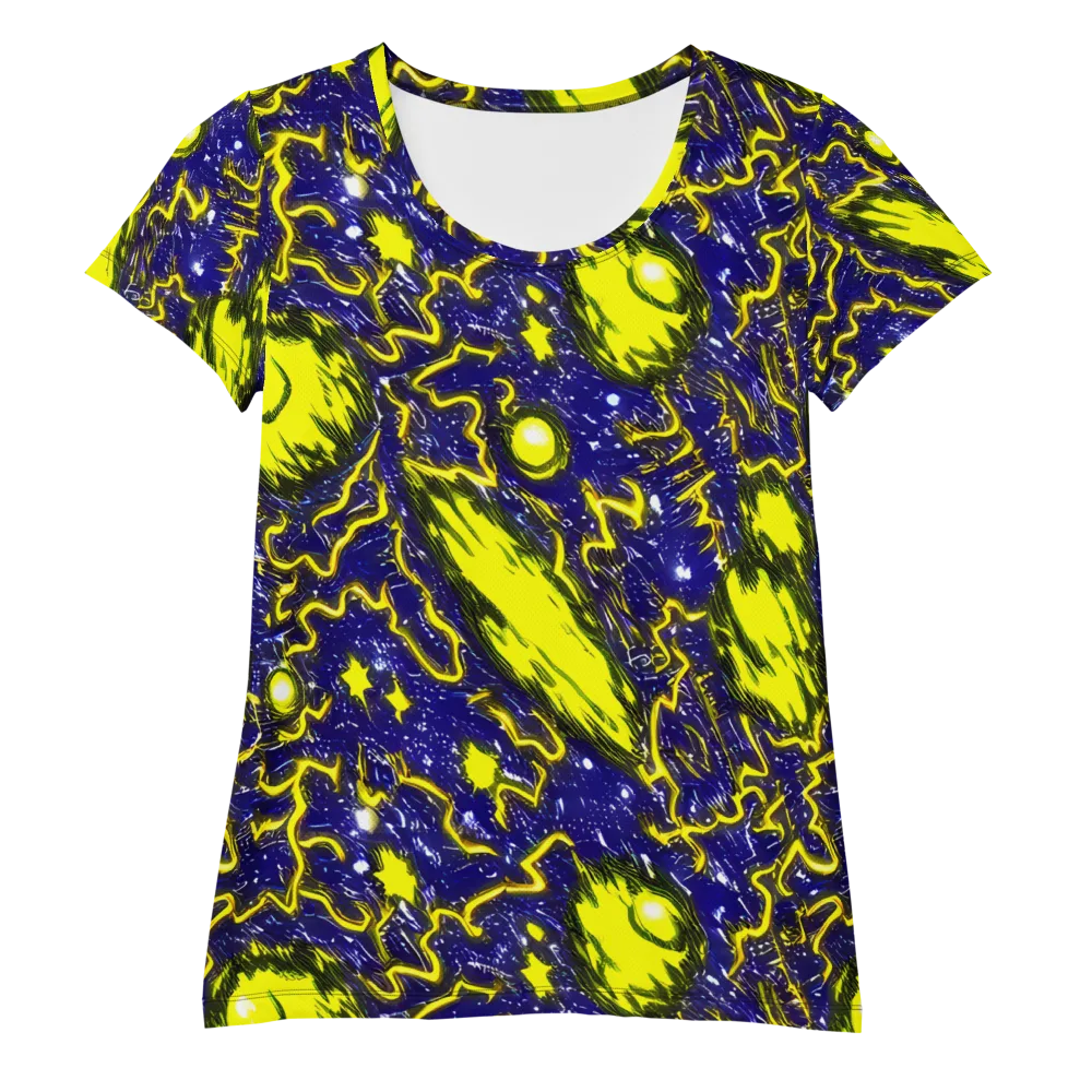 Neon Comet Riot on Women's Athletic T-Shirt — Front