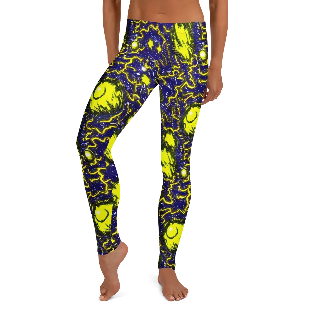 Neon Comet Riot on Leggings — Front
