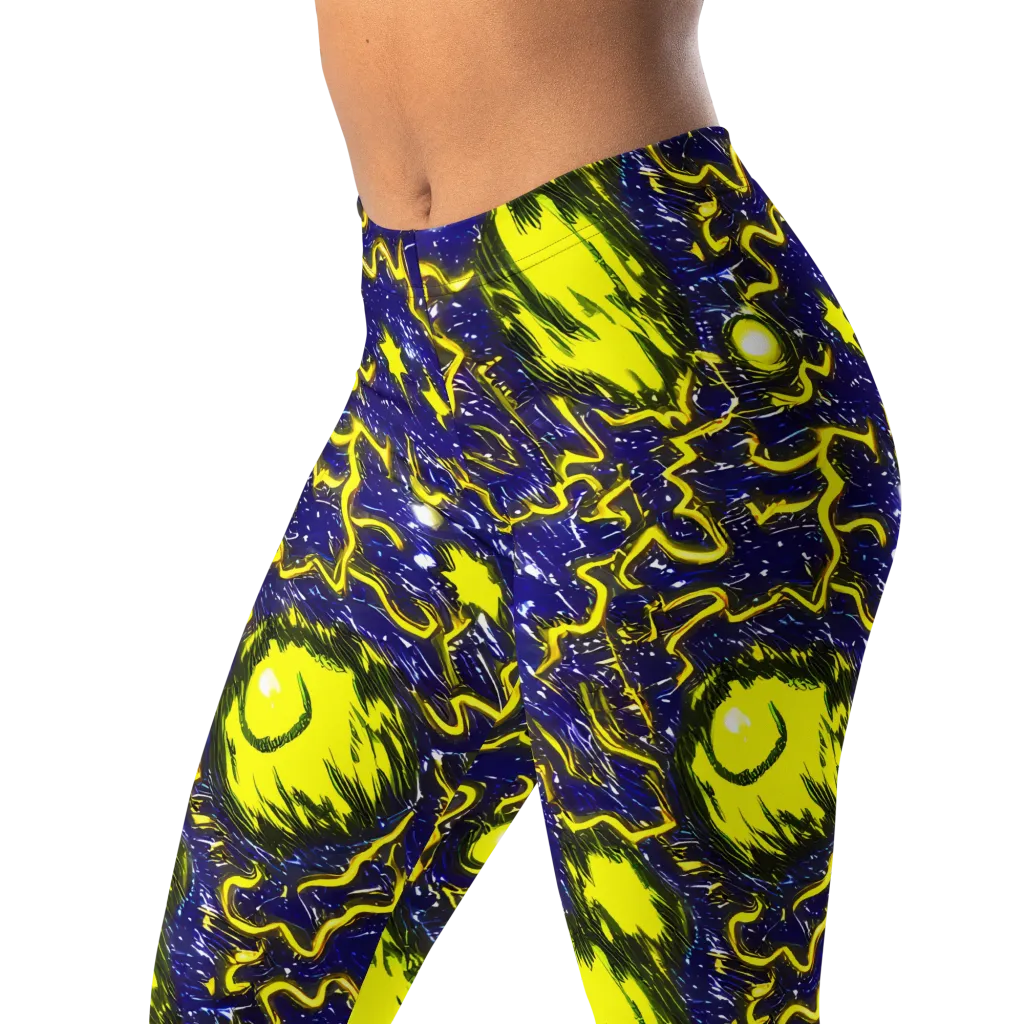 Neon Comet Riot on Leggings — Left Front