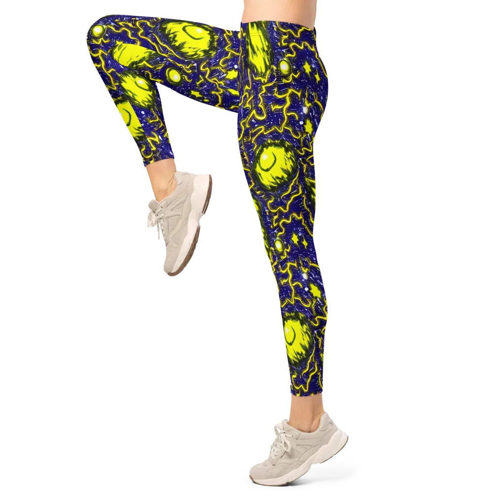 Neon Comet Riot on Leggings — Left