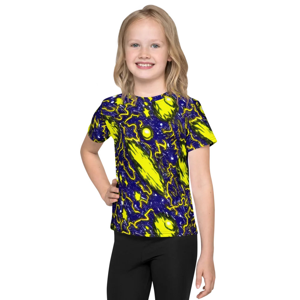 Neon Comet Riot on Kids Crew Neck T-Shirt — Front
