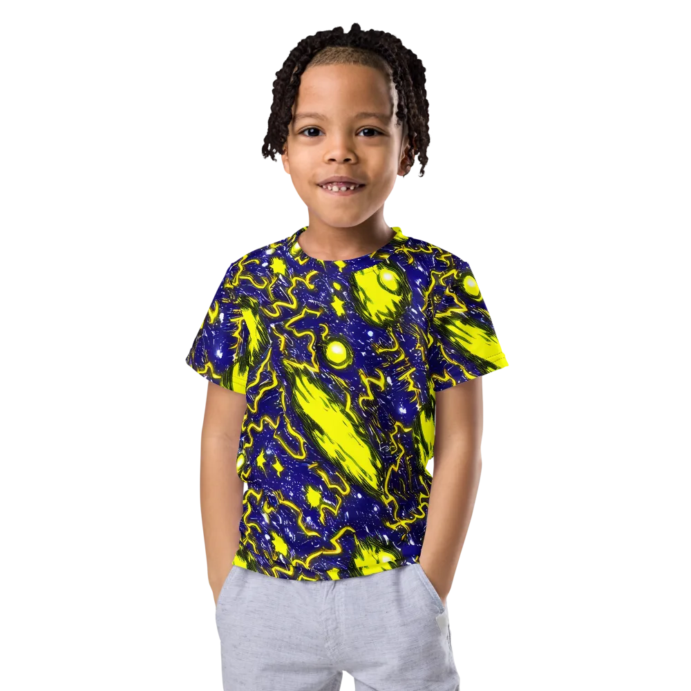 Neon Comet Riot on Kids Crew Neck T-Shirt — Front