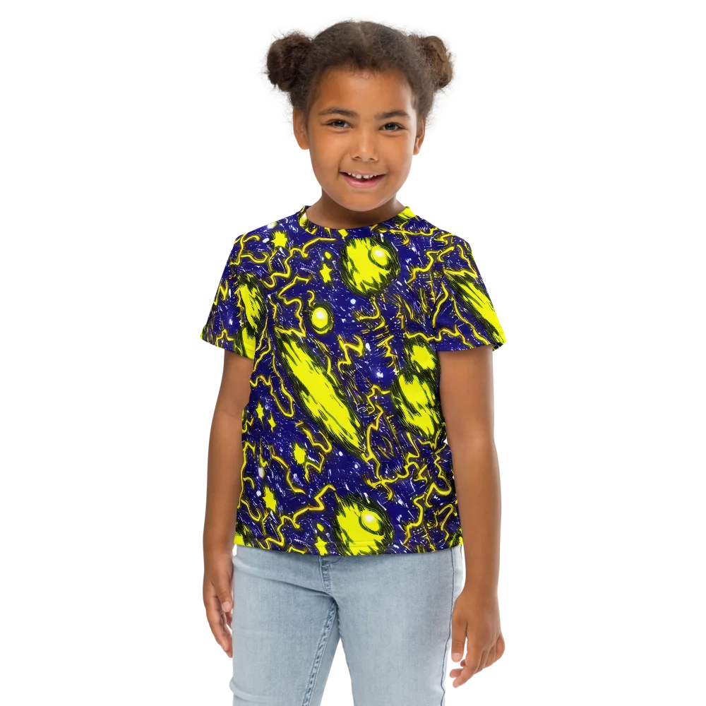 Neon Comet Riot on Kids Crew Neck T-Shirt — Front