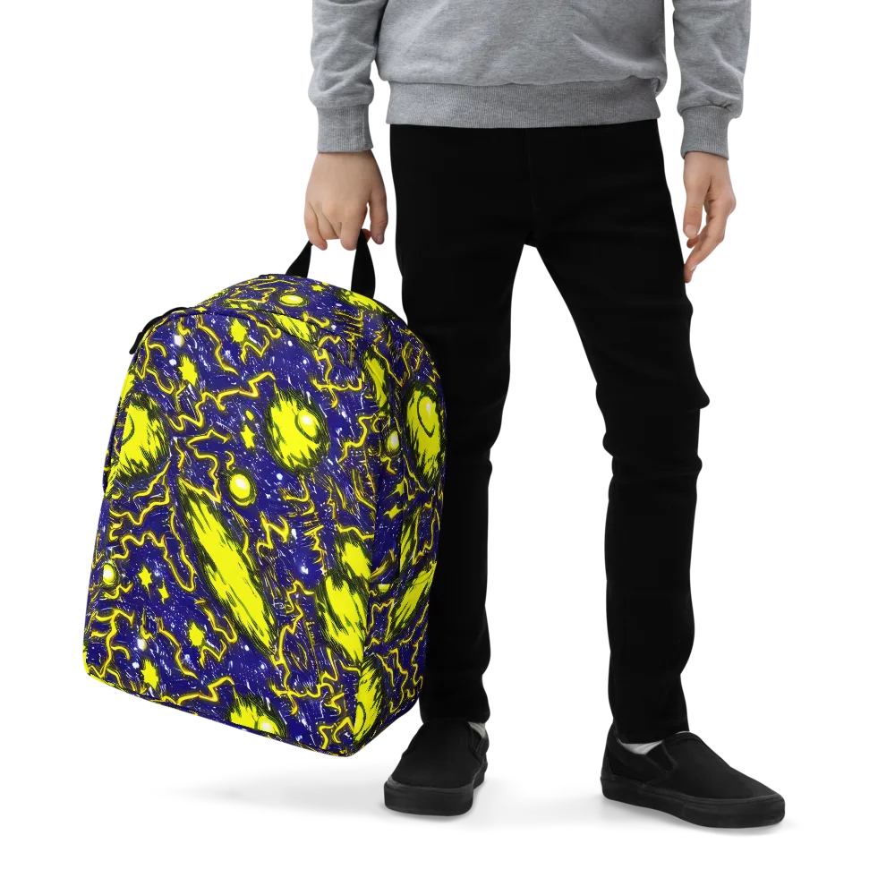 Neon Comet Riot on Minimalist Backpack — Zoomed-in