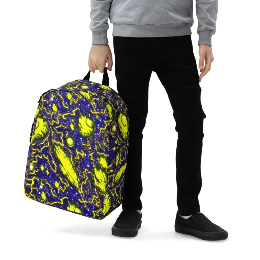 Neon Comet Riot on a Minimalist Backpack