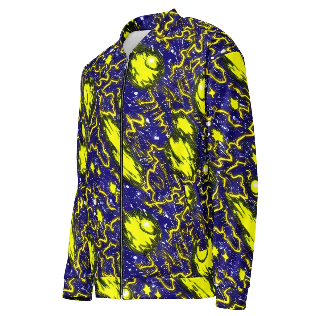 Neon Comet Riot on Bomber Jacket — Left Front