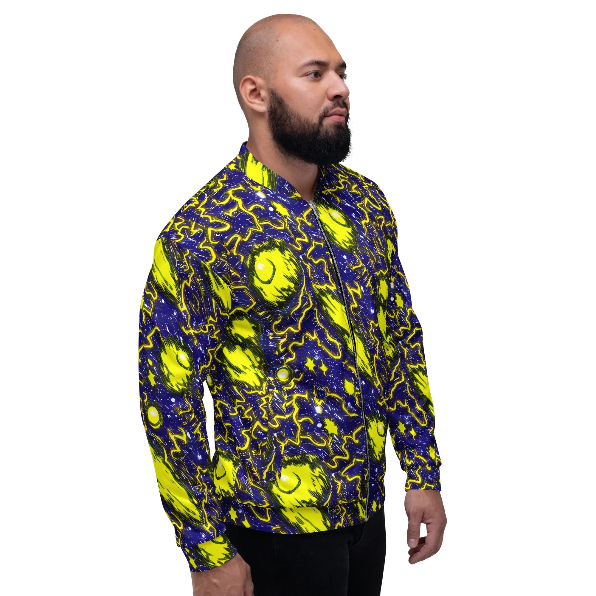 Neon Comet Riot on Bomber Jacket — Right