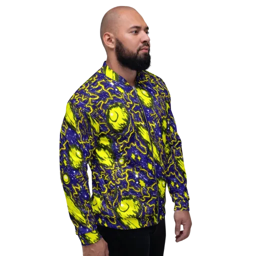 Neon Comet Riot on a Bomber Jacket