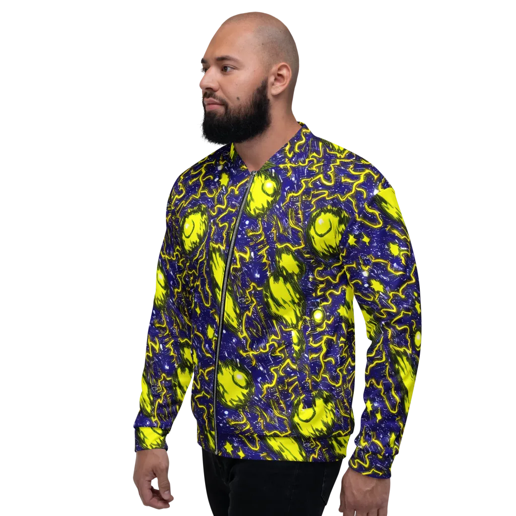 Neon Comet Riot on Bomber Jacket — Left